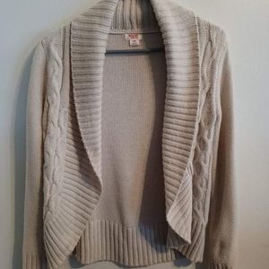 Mossimo Shawl Collar Open Front Cocoon Cable Cardigan Sweater Cream Sz S